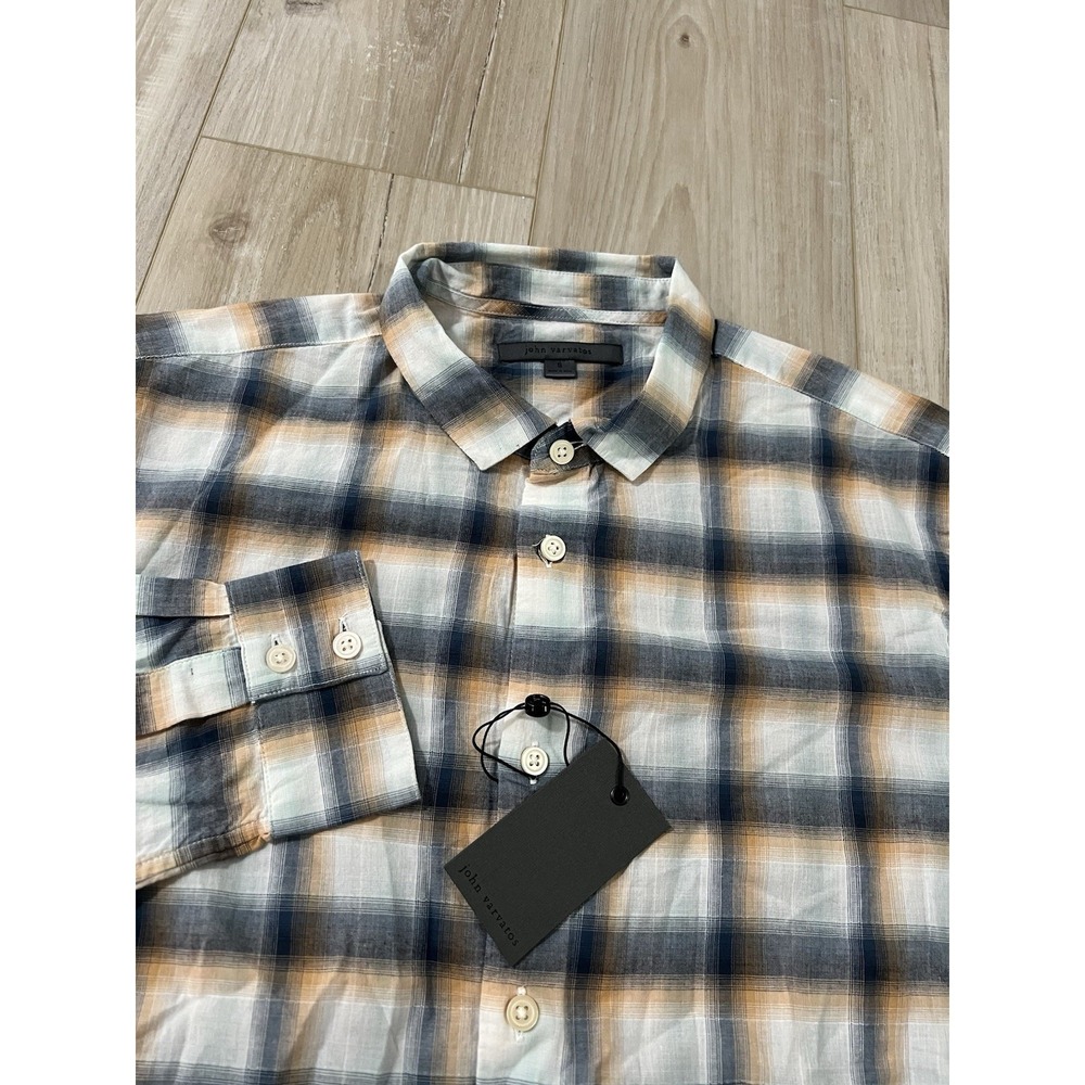 John Varvatos Men  Plaid Long-Sleeve Ross Slim Fit Sport Shirt Size S